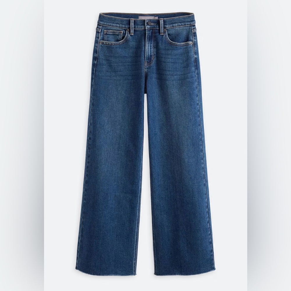 Just USA Wide Leg Flare Jeans in Dark Blue Denim